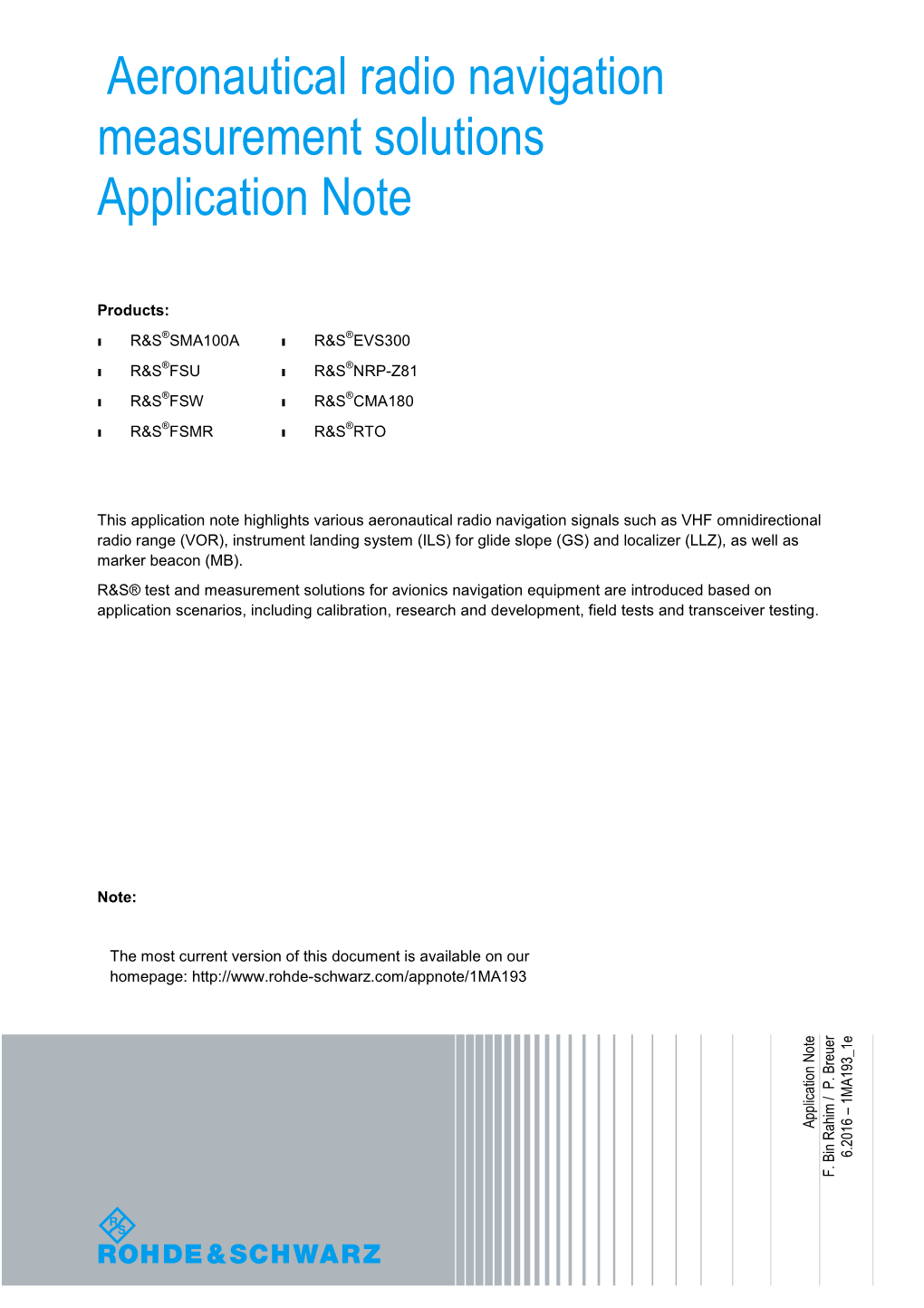 Aeronautical Radio Navigation Measurement Solutions Application Note