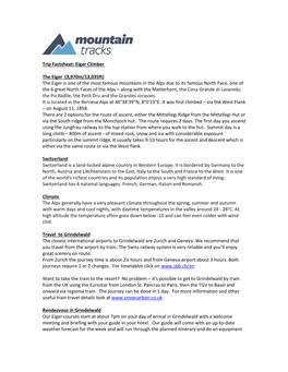 Trip Factsheet: Eiger Climber