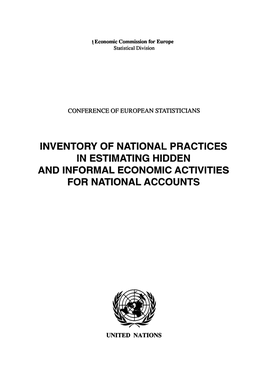 Inventory of National Practices in Estimating Hidden and Informal Economic Activities for National Accounts