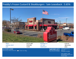 Freddy's Frozen Custard & Steakburgers : Sale Leaseback