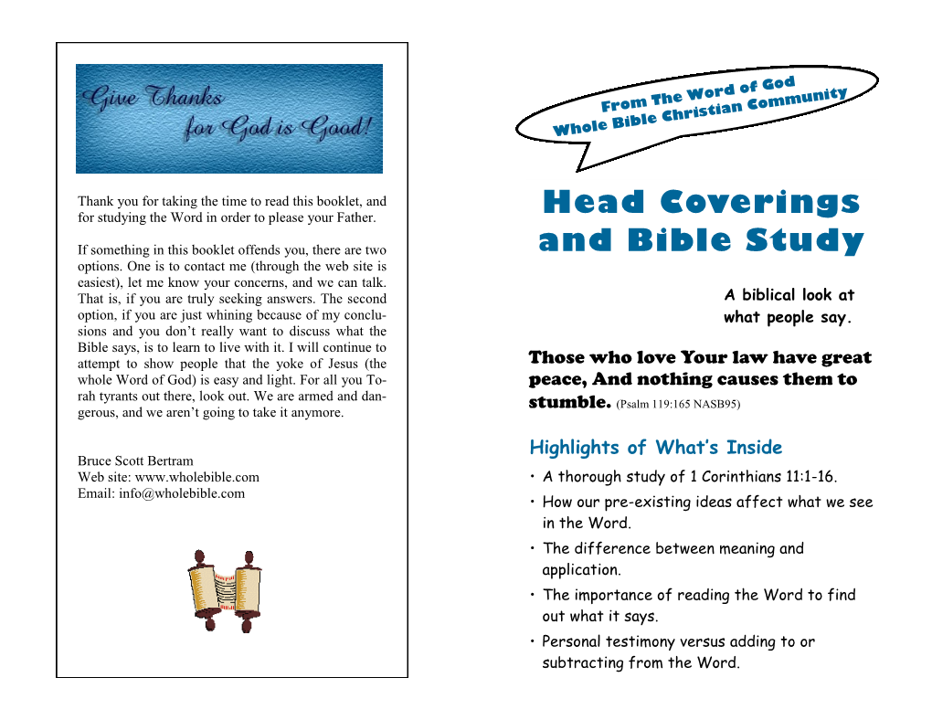 Head Coverings and Bible Study