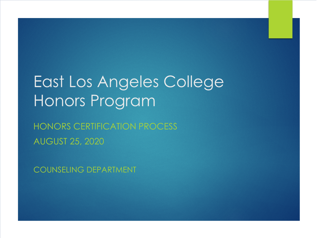 East Los Angeles College Honors Program