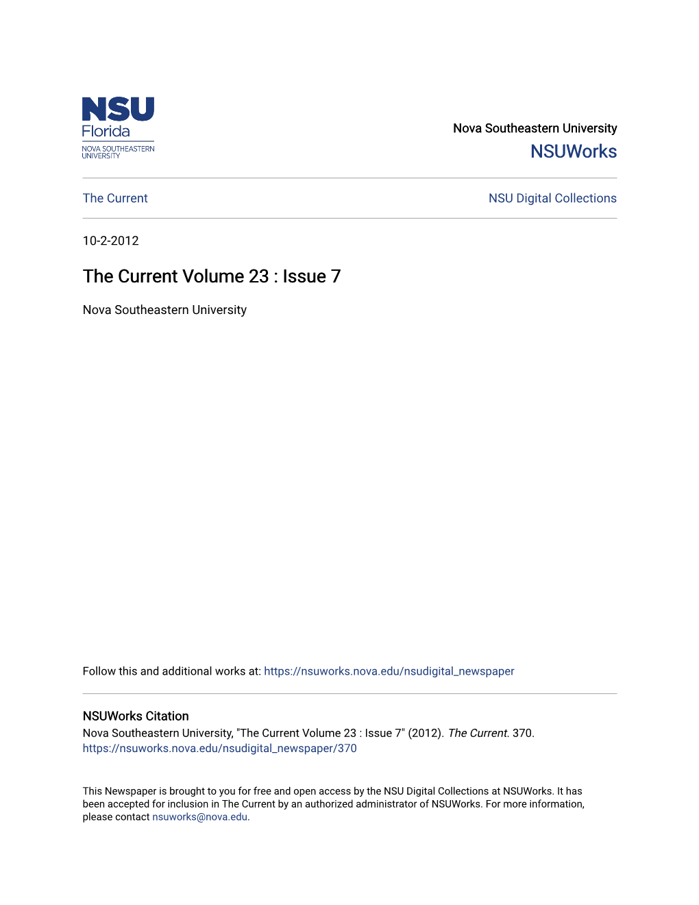 The Current Volume 23 : Issue 7