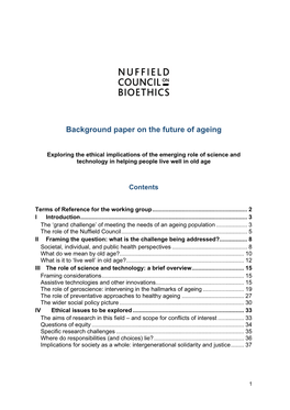 Background Paper on the Future of Ageing