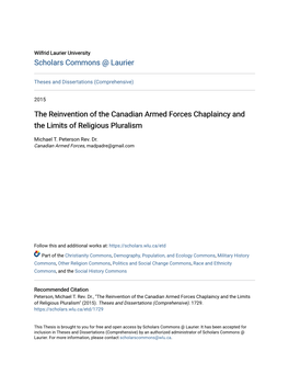 The Reinvention of the Canadian Armed Forces Chaplaincy and the Limits of Religious Pluralism