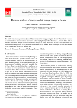Dynamic Analysis of Compressed Air Energy Storage in the Car