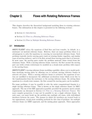 Chapter 2. Flows with Rotating Reference Frames