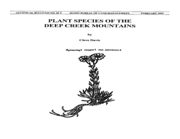 Plant Species of the Deep Creek Mountains