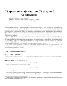 Chapter 16 Majorization Theory and Applications