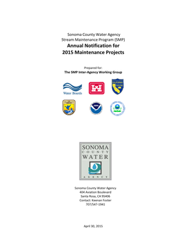 Sonoma County Water Agency Stream Maintenance Program (SMP) Annual Notification for 2015 Maintenance Projects
