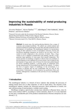 Improving the Sustainability of Metal-Producing Industries in Russia