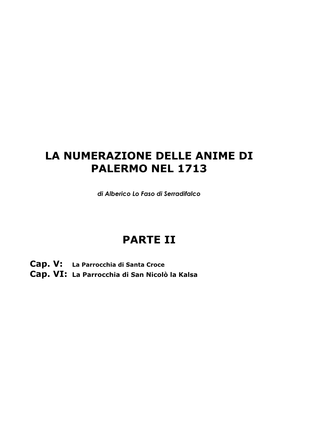La Numerazione Delle Anime Di Palermo Nel 1713