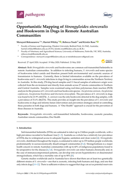 Opportunistic Mapping of Strongyloides Stercoralis and Hookworm in Dogs in Remote Australian Communities