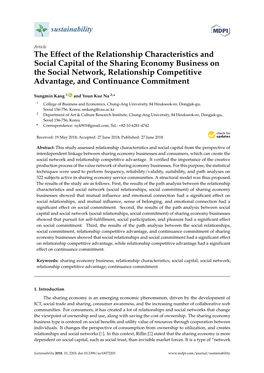 The Effect of the Relationship Characteristics and Social Capital of the Sharing Economy Business on the Social Network, Relatio