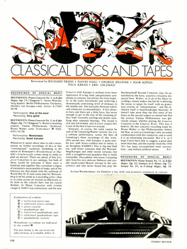 CLASSICAL DISCS A\D TAPES Reviewed by RICHARD FREED DAVID HALL GEORGE JELLINEK IGOR KIPNIS PAUL KRESH ERIC SALZMAN