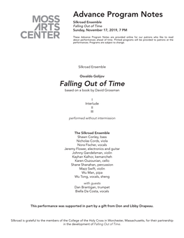 Advance Program Notes Silkroad Ensemble Falling out of Time Sunday, November 17, 2019, 7 PM