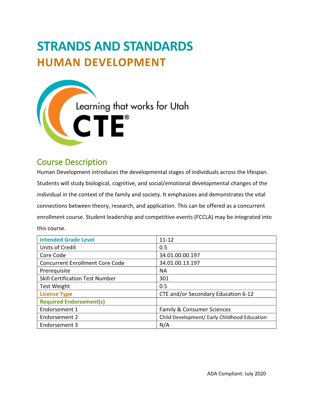 Strands and Standards Human Development