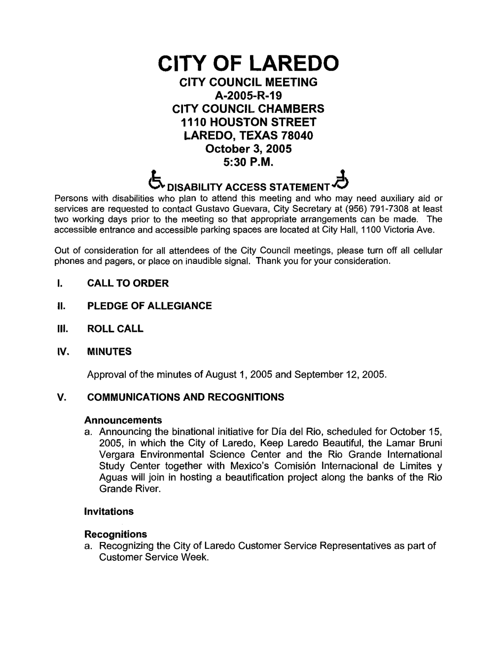 OCTOBER 3, 2005 ENGINEERING DEPARTMENT I IOIO Ma N Ro M in M Nl-1X6 Ru Iiioinl-I*R COUNCIL COMMUNICATION