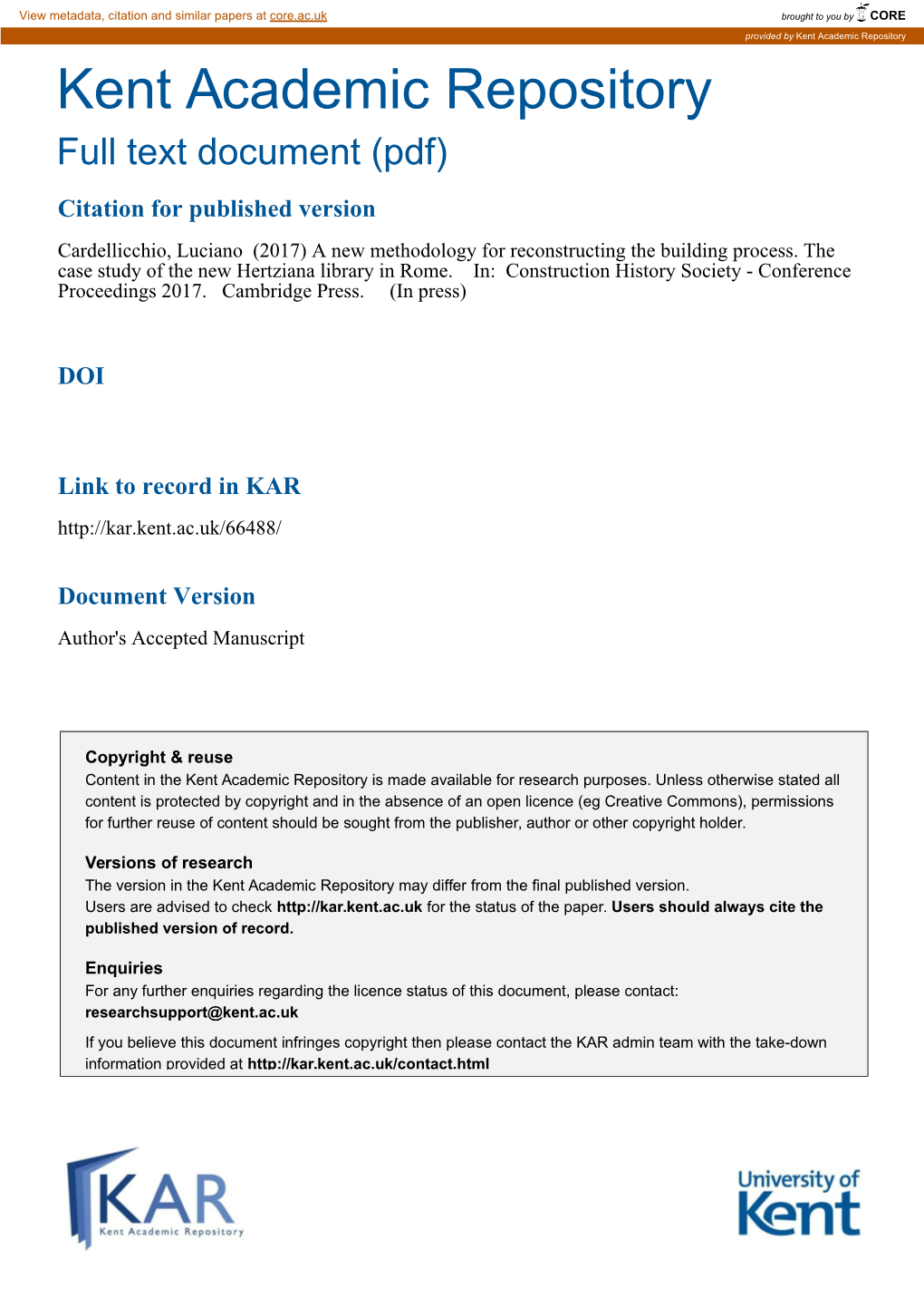 Kent Academic Repository Kent Academic Repository Full Text Document (Pdf)