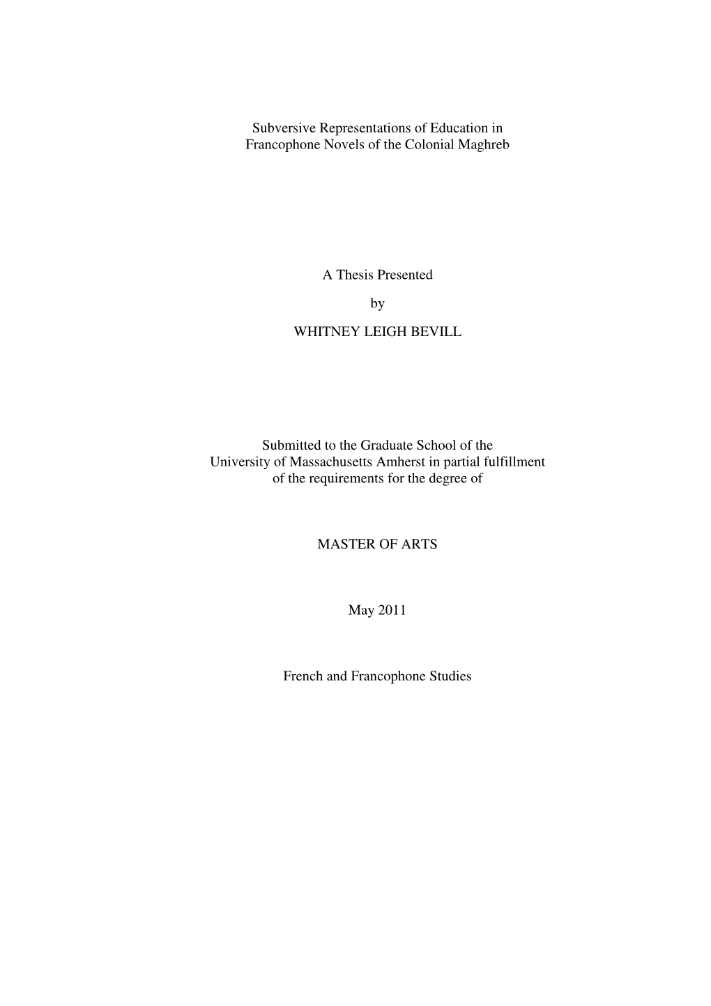 Subversive Representations of Education in Francophone Novels of the Colonial Maghreb