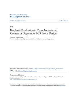 Bioplastic Production in Cyanobacteria and Consensus Degenerate PCR Probe Design