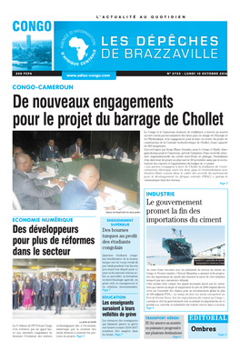 CONGO-CAMEROUN De Nouveaux Engagements Pour Le Projet Du Barrage De Chollet