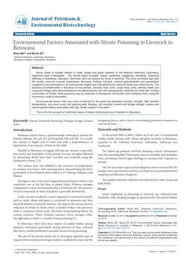 Environmental Factors Associated with Nitrate Poisoning in Livestock