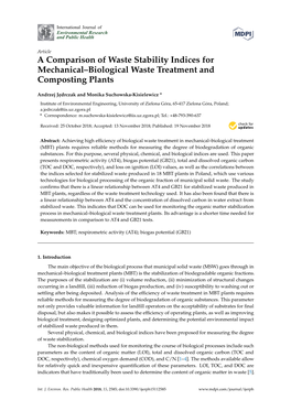 A Comparison of Waste Stability Indices for Mechanical–Biological Waste Treatment and Composting Plants