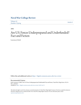 Are U.S. Forces Underprepared and Underfunded? Fact and Fiction Lawrence J