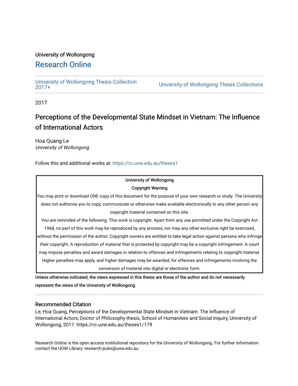 Perceptions of the Developmental State Mindset in Vietnam: the Influence of International Actors