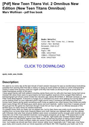 (New Teen Titans Omnibus) Marv Wolfman - Pdf Free Book Read Online Free New Teen Titans Vol