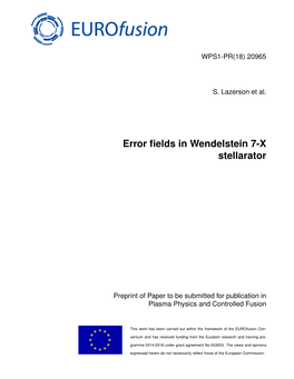 Error Fields in Wendelstein 7-X Stellarator