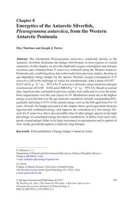 Energetics of the Antarctic Silverfish, Pleuragramma Antarctica, from the Western Antarctic Peninsula