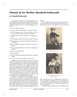 Memoir of My Brother Shoshichi Kobayashi by Hisashi Kobayashi