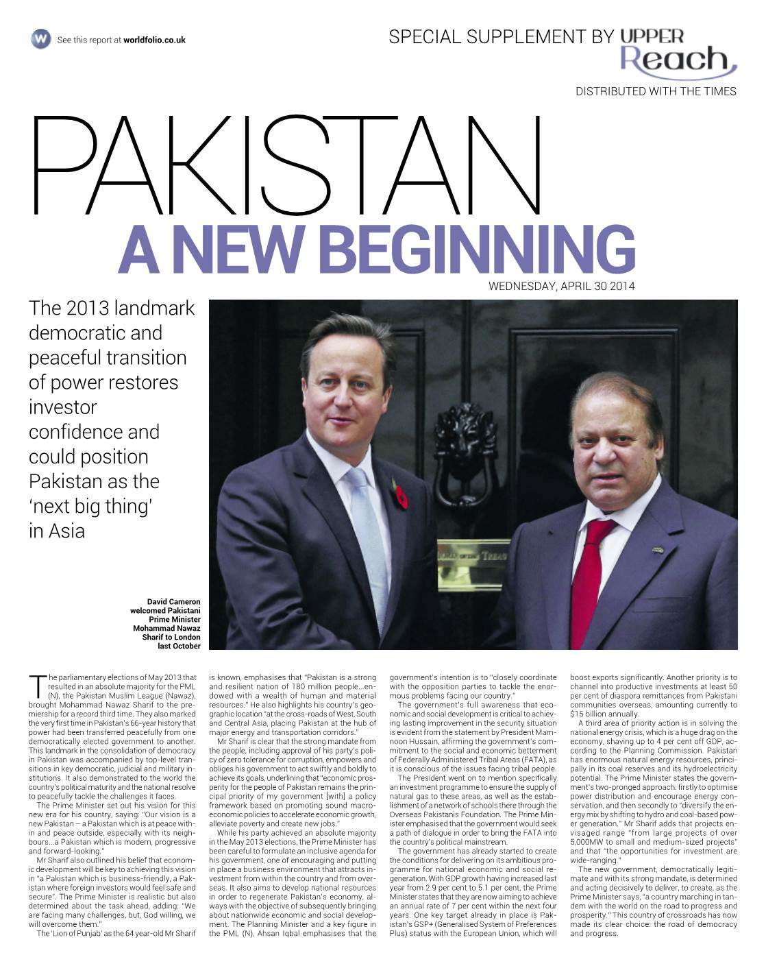 A New Beginning for Pakistan This Is an Independent Publication by Upper Reach 02
