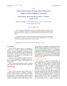 A Short and Stereoselective Synthesis of the Sex Pheromone of Bonagota Cranaodes (Lepidoptera: Tortricidae)