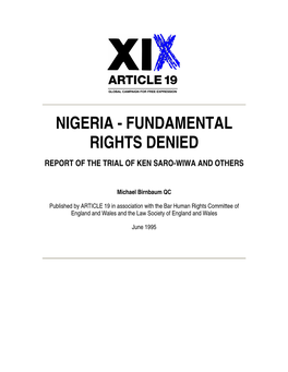 Nigeria - Fundamental Rights Denied
