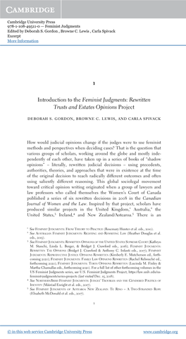 Introduction to the Feminist Judgments: Rewritten Trusts and Estates Opinions Project