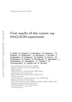 First Results of the Cosmic Ray NUCLEON Experiment