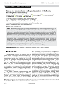 Taxonomic Treatment and Phylogenetic Analysis of the Family