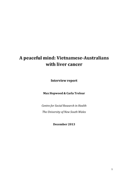 A Peaceful Mind: Vietnamese-Australians with Liver Cancer