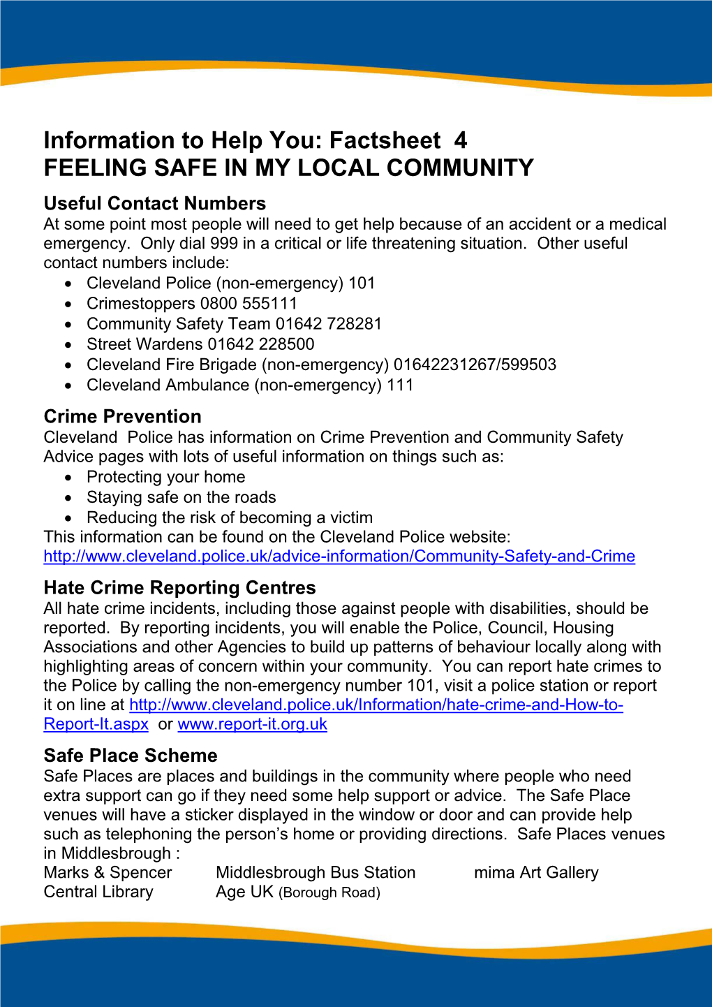 Factsheet 4 – Feeling Safe in My Local Community