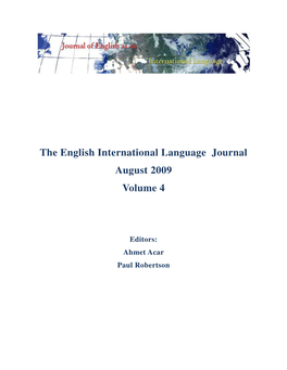 The English International Language Journal August 2009 Volume 4