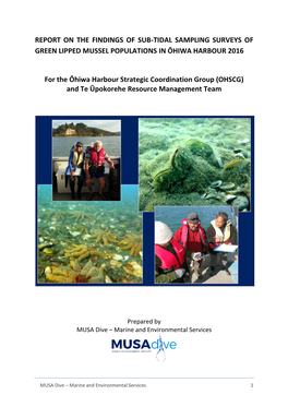 Report on the Findings of Sub-Tidal Sampling Surveys of Green Lipped Mussel Populations in Ōhiwa Harbour 2016