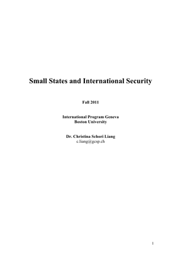Small States and International Security