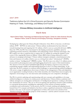 Testimony Before the U.S.-China Economic and Security Review Commission Hearing on Trade, Technology, and Military-Civil Fusion