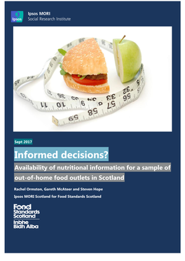 Informed Decisions? Availability of Nutritional Information for a Sample of Out-Of-Home Food Outlets in Scotland