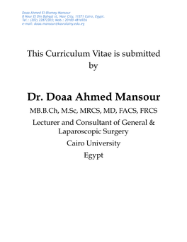 Curriculum Vitae Doaa Mansour 2