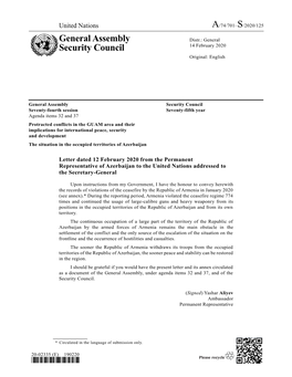 General Assembly Security Council Seventy-Fourth Session Seventy-Fifth Year Agenda Items 32 and 37
