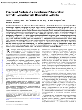 Associated with Functional Analysis of a Complement